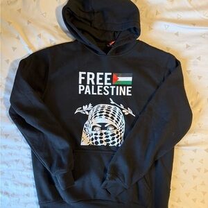 Free Palestine Black Graphic Hoodie